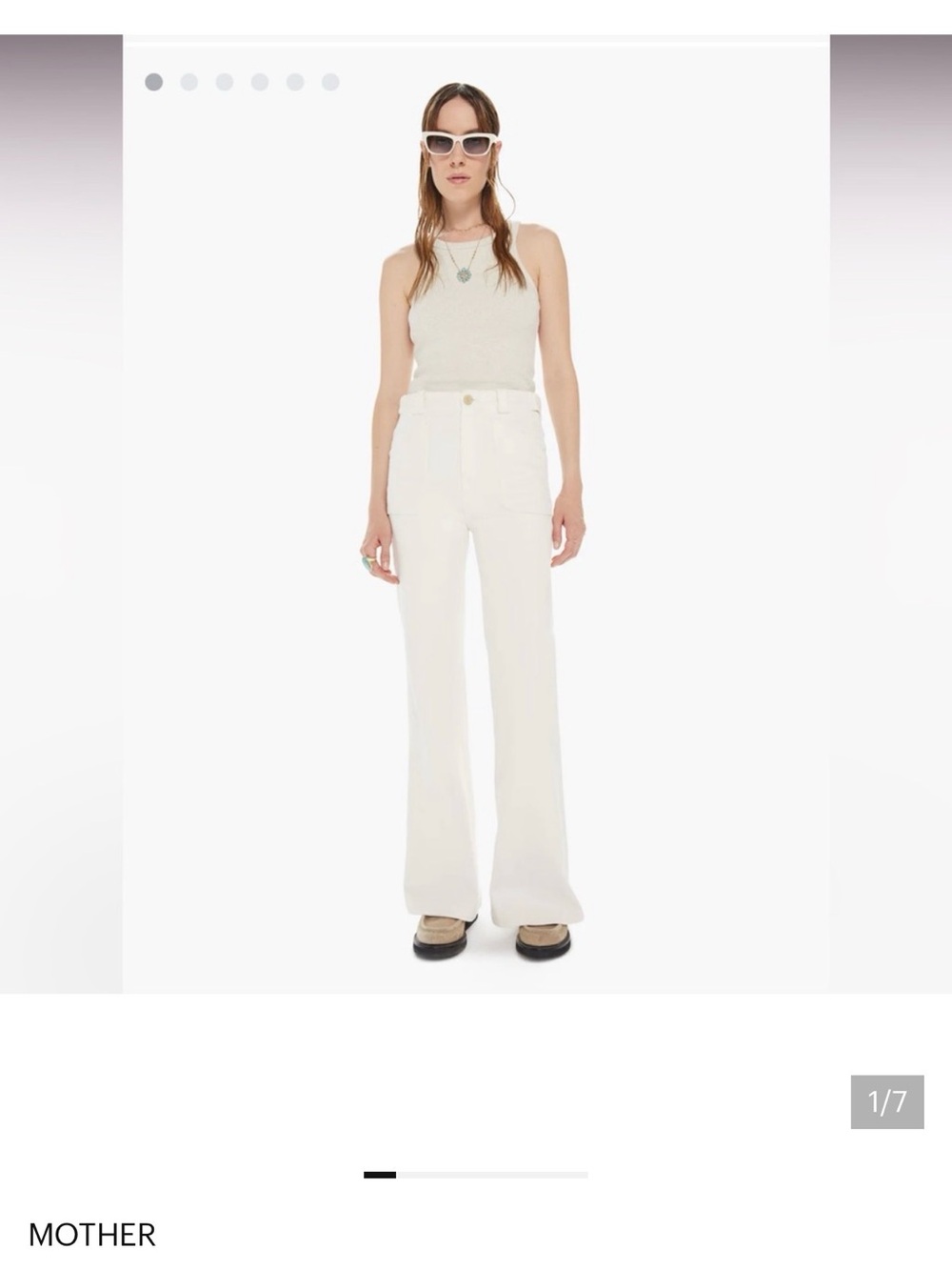 Mother the elbow grease roller sneak antique white 28 cream denim jeans